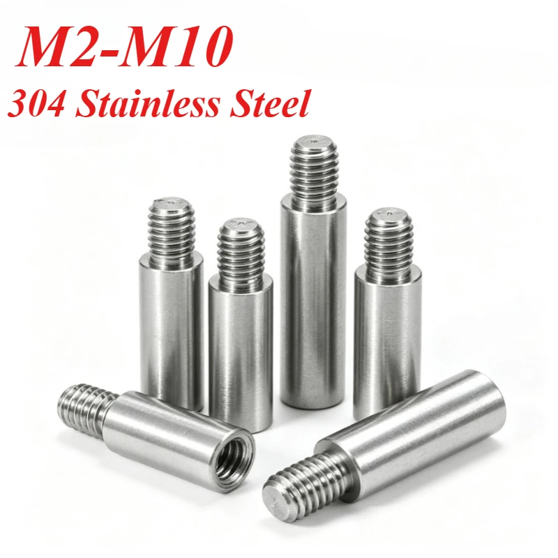 

M2 M2.5 M3 M4 M5 M6 *L+4/6/8mm 304 Stainless Steel Threaded Pillar Round Spacing Screw PCB Standoff Spacer Single Head Column