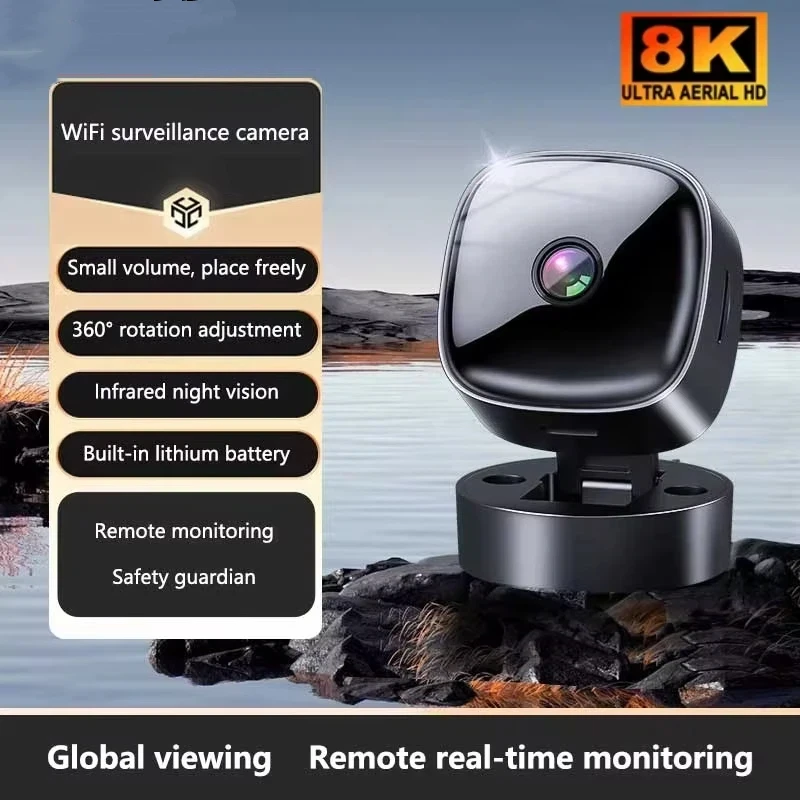  4K 360 ° Rotating Mini WiFi Camera New Security Monitoring High Definition No Need for Plug in Night Vision Smart Home