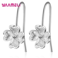 Pure 925 Sterling Silver Lucky Clover Dangler Earrings Simple Love Heart Shape Four Leaf Original Design Nice Pendientes