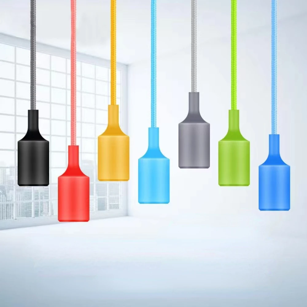 Pendant Lights Modern Simple Single Head Silica Gel Pendant Lamps AC90-260V E27 Holder 100cm Cord 13 Colors