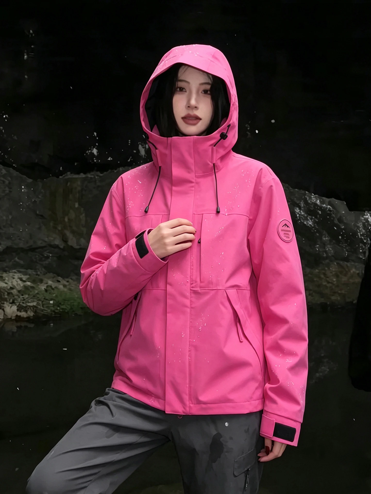 Loose Fit Hiking Jacket Men's Outdoor Windproof Waterproof Breathable Hooded  Layer Three-in-One Mountain Series