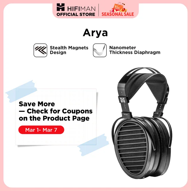 HIFIMAN Arya Full-Size Over Ear Planar Magnetic Audiophile Adjustable Headphone
