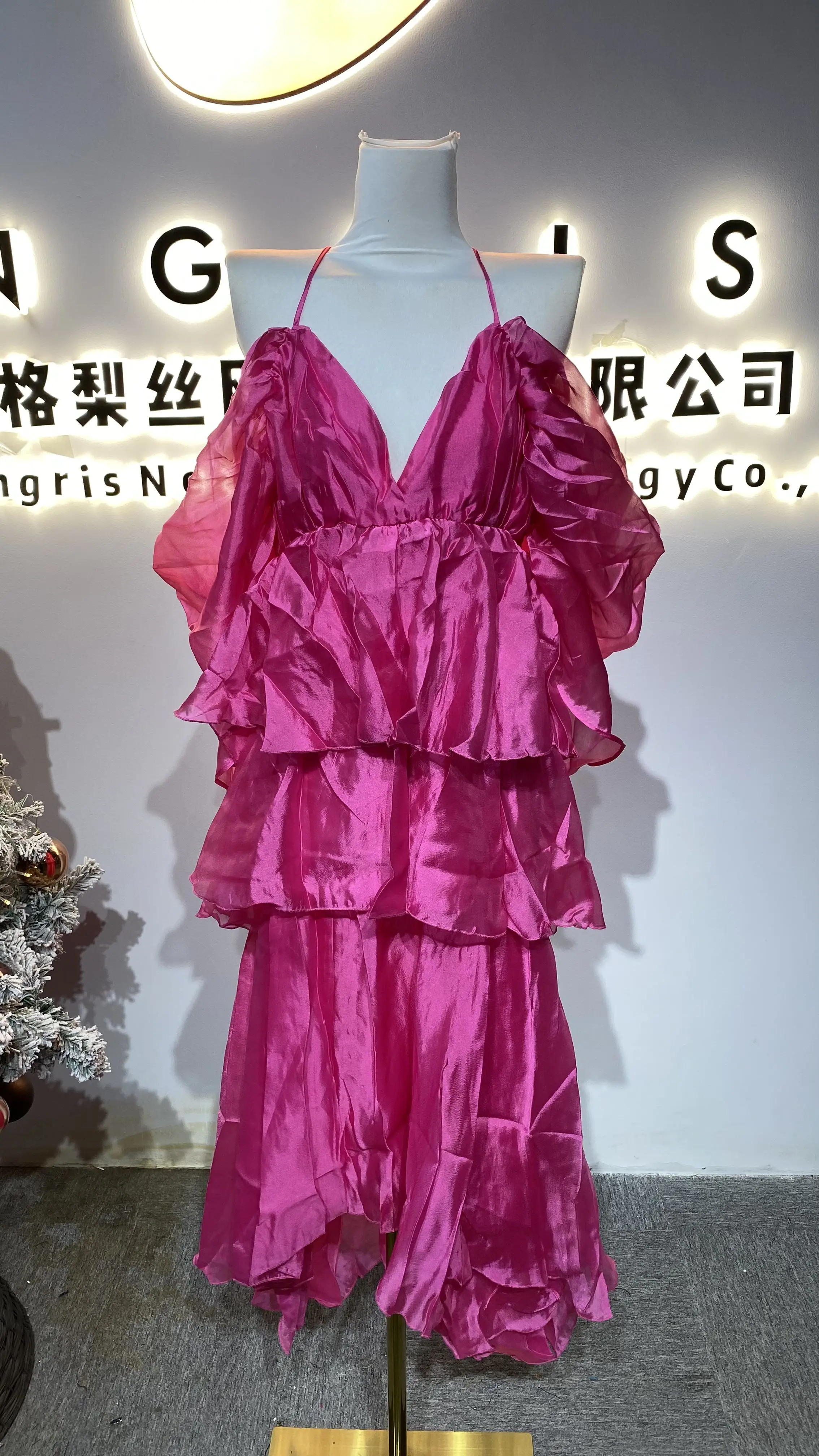 

Women's sweet style casual layered dress, custom-packaged, 100% solid linen, water-resistant.-GZXX402