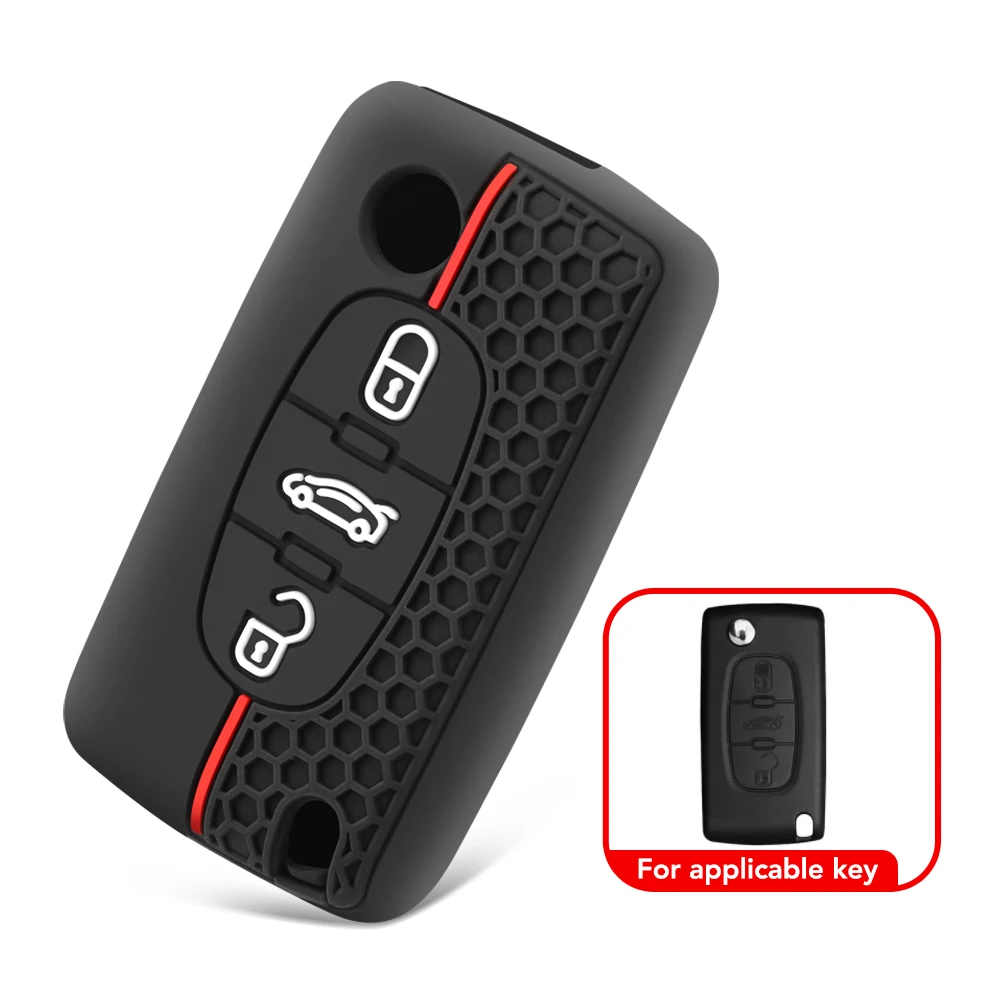 Silicone Car Flip Key Case Cover for Peugeot 107 207 307 308 407 607 3008 5008 for Citroen Xsara Picasso C5 C6 C8