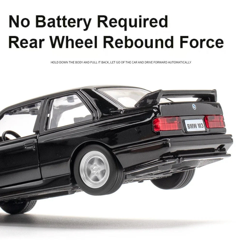 BMW M3 E30 1987 Retro Classic Coupe Simulation Diecast & Toy Vehicle Pull Back Car RMZ city 1:36 Alloy Model Gifts For Children