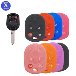 Xinyuexin Silicone Key Holder Car Keys for Ford Fiesta Focus Escape 2011 2014 2017 4Button Keyless Cover Case Keychain Accessory