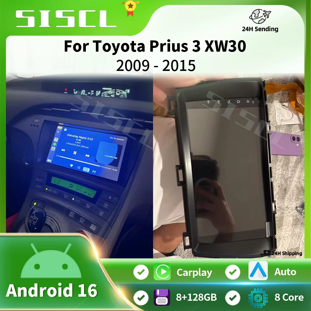 

Android 16 For Toyota Prius 3 XW30 2009 - 2015 Right Hand Driver Car Radio Screen Multimedia Player Navigation GPS 2din DVD 5G