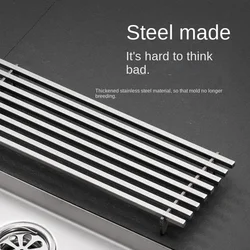 304 stainless steel engineering long floor drain thickened gray strip floor drain large displacement floor drain