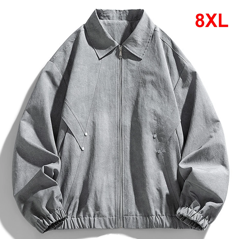 

Весенне-осенняя куртка-карго для мужчин 8XL, большие размеры, модная повседневная однотонная куртка, пальто, мужская куртка с лацканами, большой размер
