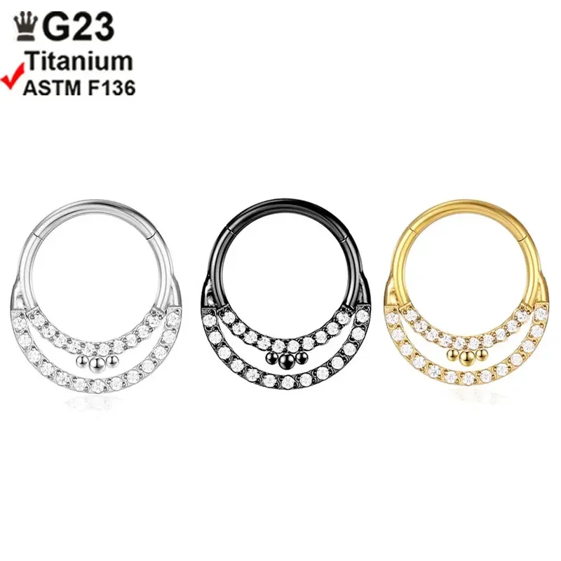 

ASTM Titanium Zircon Nose Rings Clicker Piercing Segment Earrings Nose Septum Nose Piercing Ear Tragus Cartilage body Jewelry