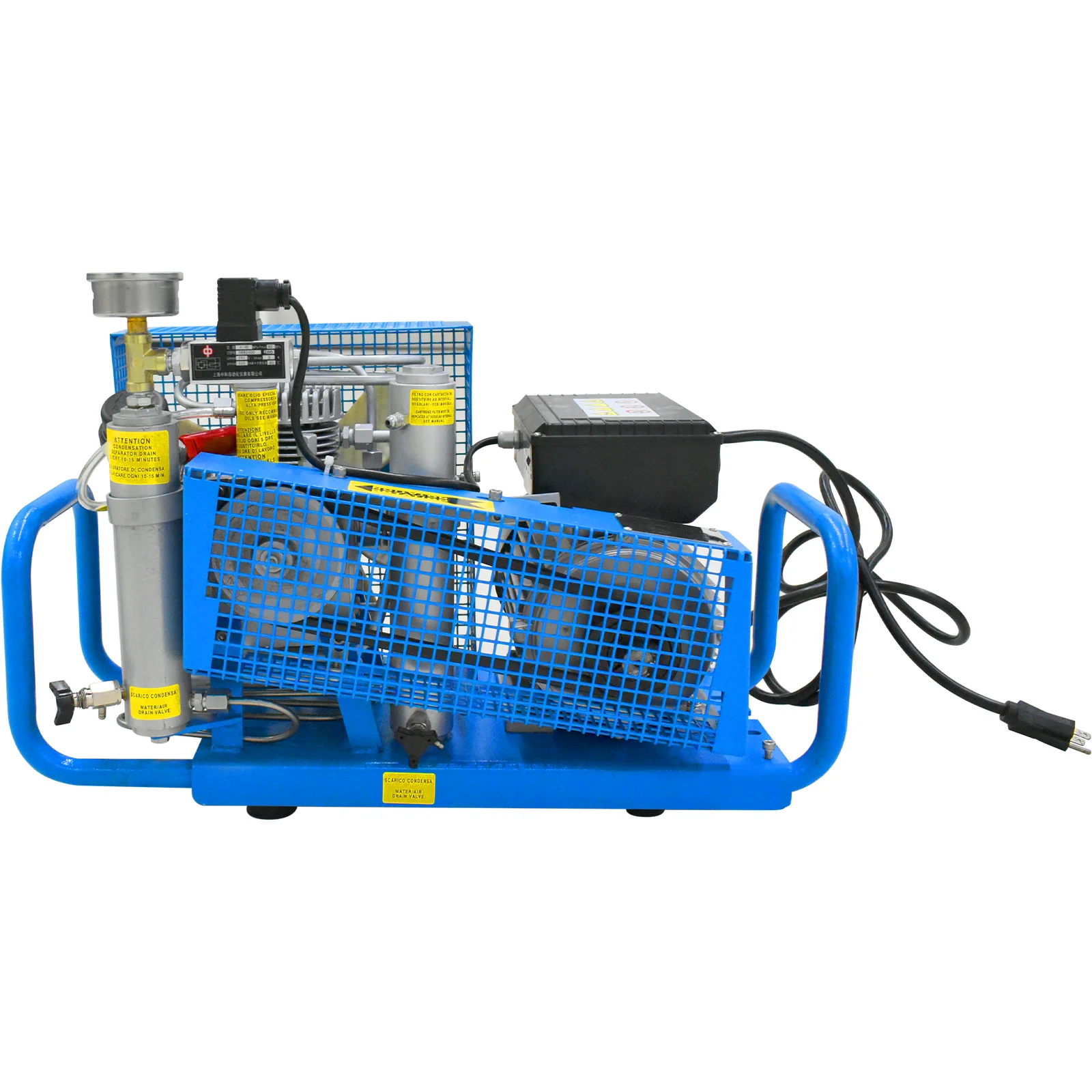 TUDIVING 4500Psi 300Bar Hogedrukduikcompressor, Viercilinder Aandrijfcompressor voor Watersport Paintball 110V
