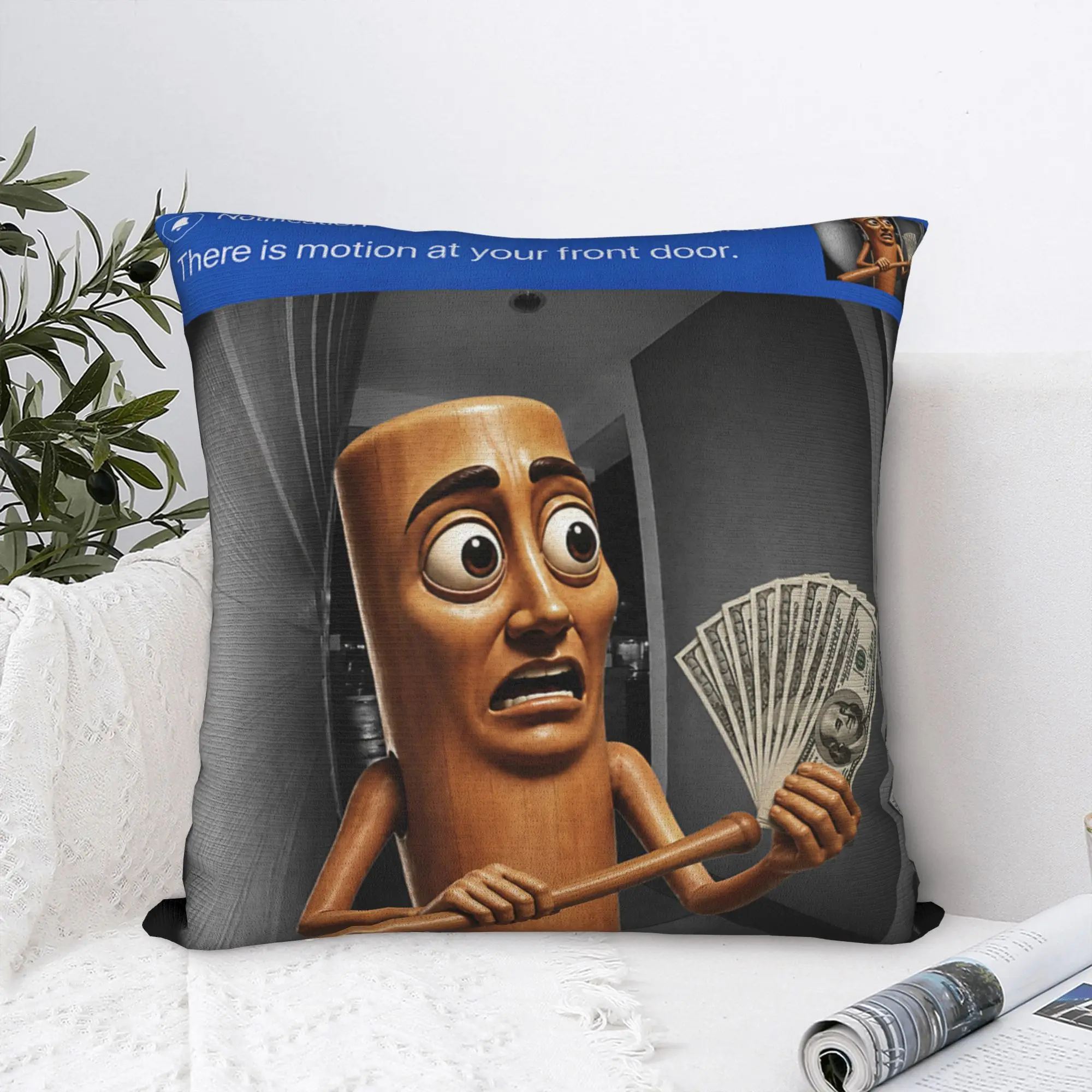 There is Motion At Your Front Door Tung Sahur Meme Pillow Case  Comfy Pillow Cover Funny Pillowcases For Living Room Bed Chair