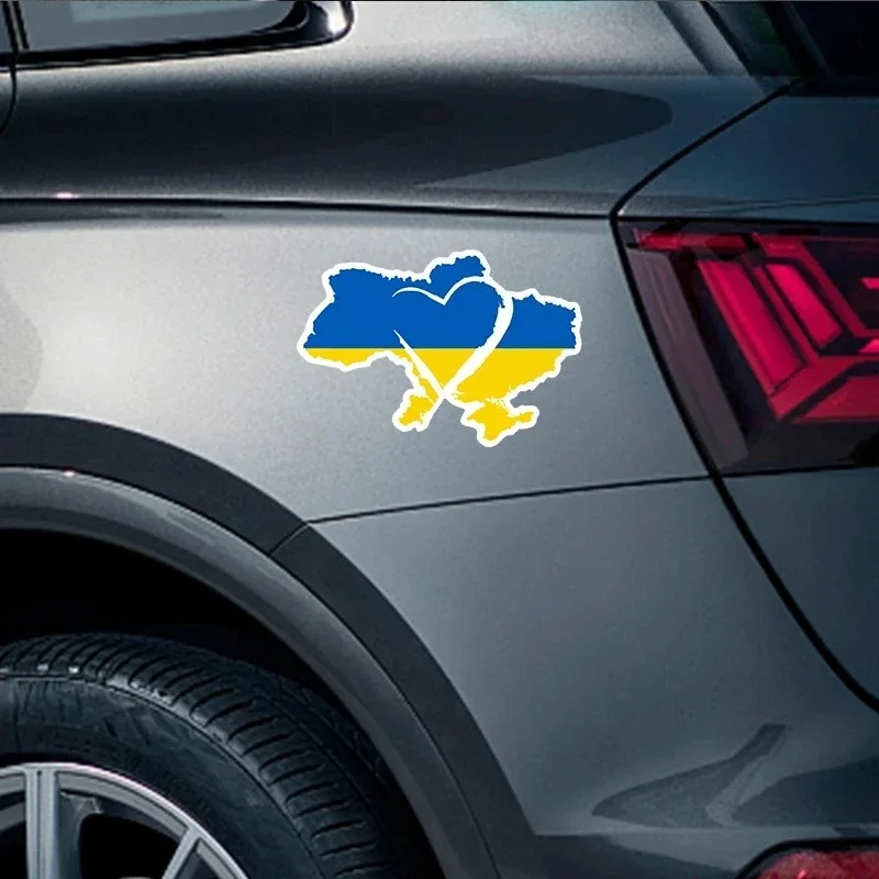 1PC Ukrainian Sunflower Round Vinyl Sticker, Waterproof Car Decal for Truck SUV National Pride Decor view 3