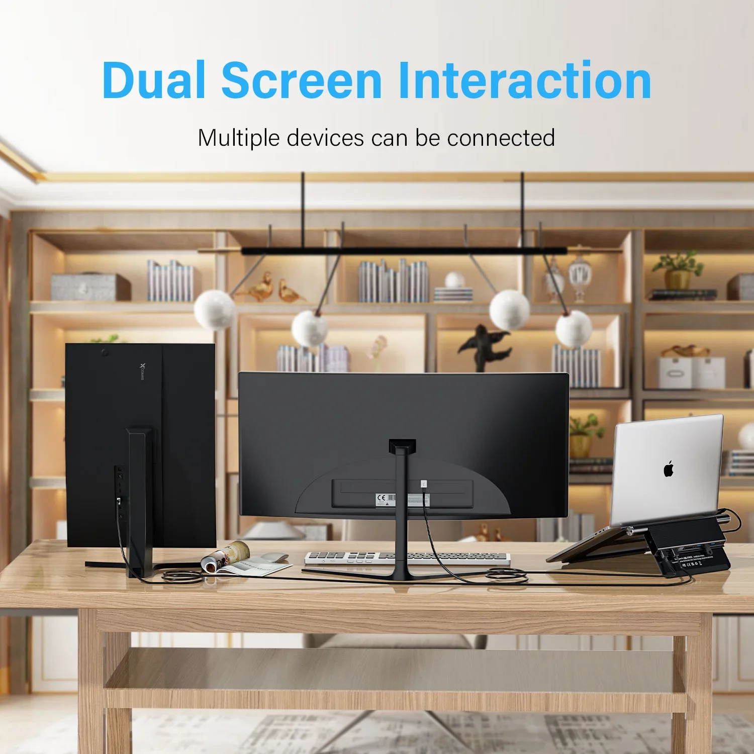 Imagem -06 - Suporte para Laptop de Alumínio com Usb-c Docking Station Dual Hdmi Splitter Monitores para Macbook Huawei Xiaomi Suporte para Tablet Mesa Dobrável