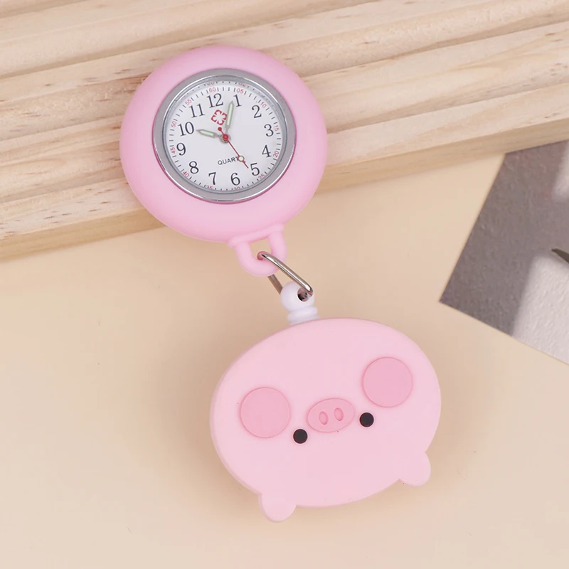 Cute Cartoon Stretchable Silicone Pocket Watch, Retrátil Pull Buckle, Enfermeira Assista, Doutor Peito, Estudante Pendurado