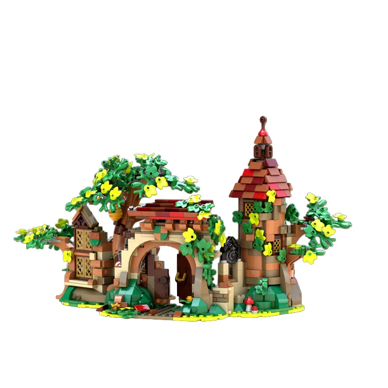 1114 pièces - Ruines urbaines dans la forêt enchantée - MOC - Blocs de construction modulaires personnalisables - Briques créatives - Design créatif - Jouet d'assemblage DIY pour garçons - Cadeau