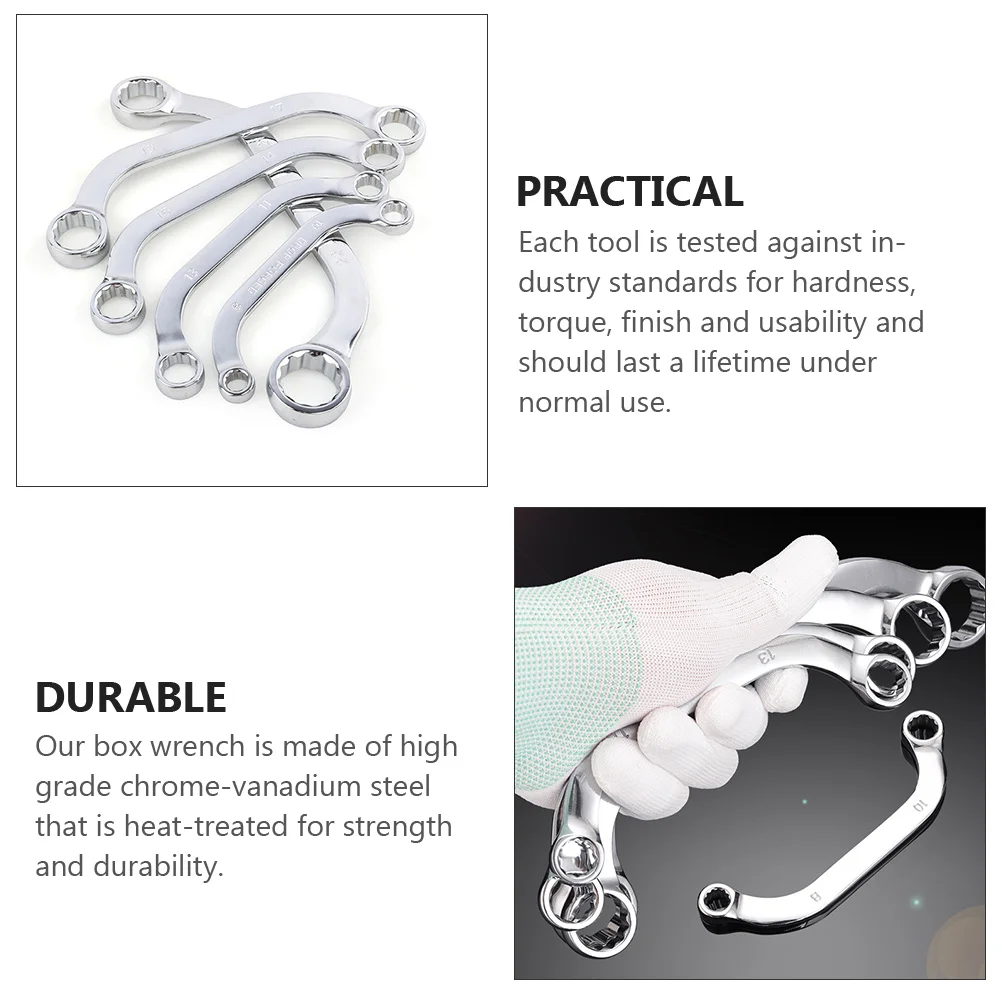 

5Pcs Professional Heat Treated Box Wrench Set Perfect for Confined Spaces and Long Studs Emergency Use Box Wrench