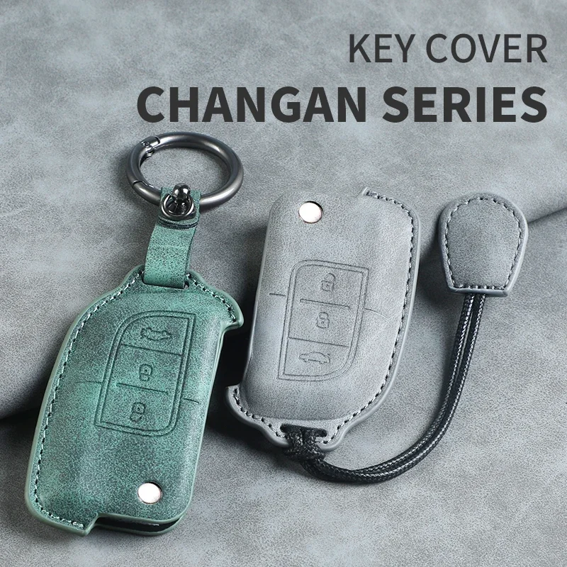 Anti Fall Durable Comfortable PU Leather Car Key Case Cover For Changan CX30 V3 V5 CV8 OLIVY HONOR Smart Remote Protective Shell
