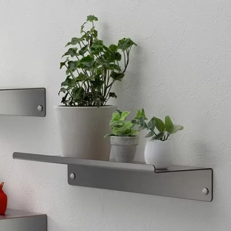 Stainless Steel Floating Shelf, Bathroom Wall Organizer, Washbasin Storage Rack, Wall-Mounted Metal Panel Shelf for Home Decor