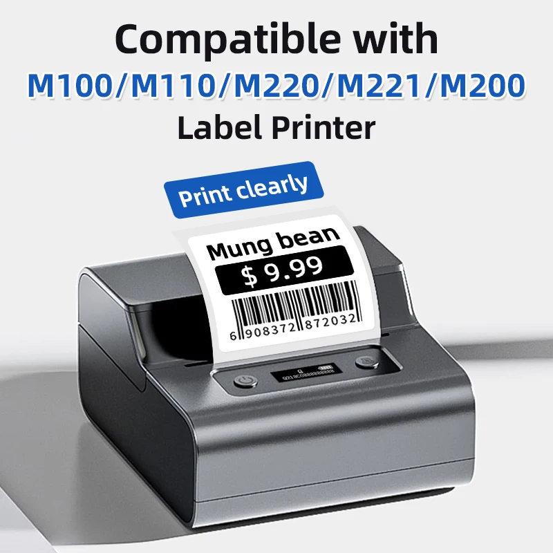 5 Rolls of White Coreless Label Stickers 40X30Mm, Each Roll Contains 200 Stickers, for Home, Office, DIY Projects, Gift Packaging Labels, Compatible with M100/M110/M220/M221/M200/P50 Portable Label Printers