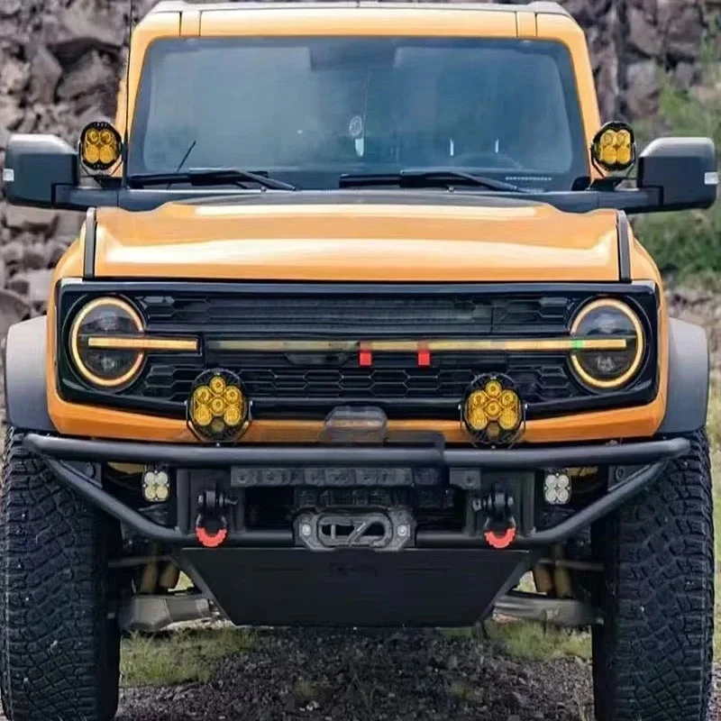 

Off-Road Front Bumper Accessories — High-Strength Steel Front Bumper with Skid Plate and Integrated Winch Mount