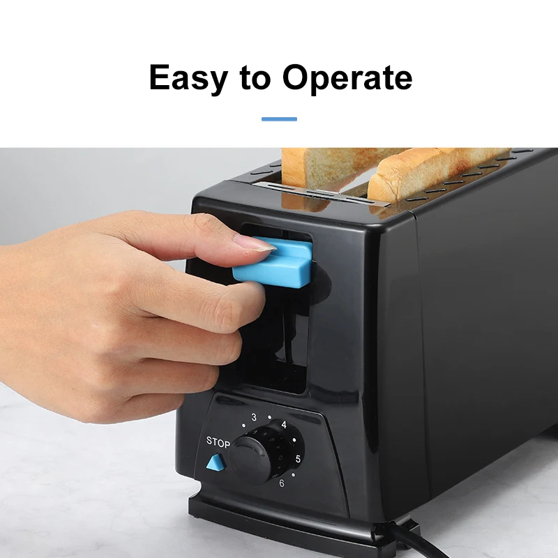 Household Quick Heating 2 Slice Toaster Extra Large Slot 650W 6 Modes with Removable Crumb Drawer Easy Clean Small Slice Toaster