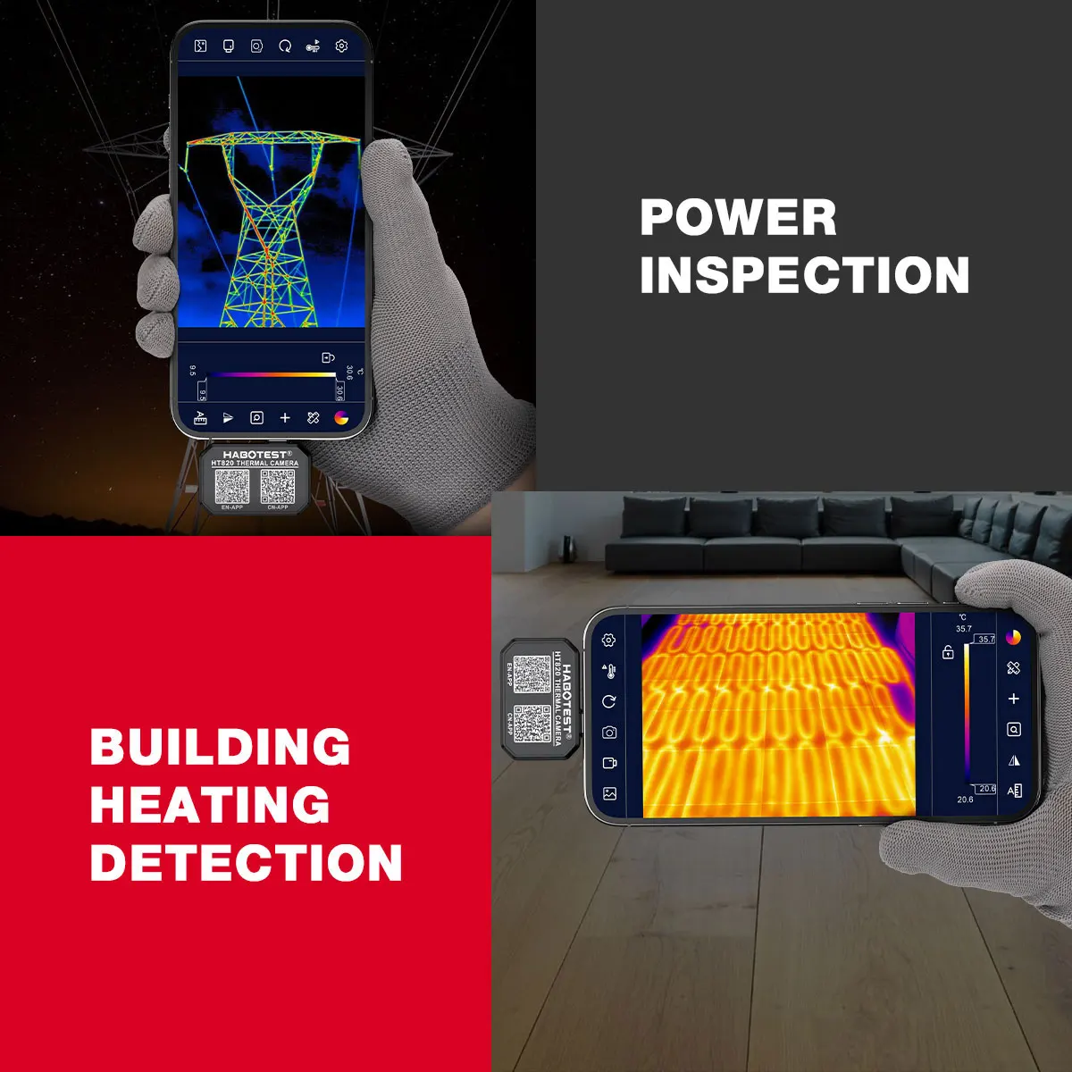 HT820 Portable High Precision Fast Response Plug and Play Resolution Ratio 256*192 Thermal Image