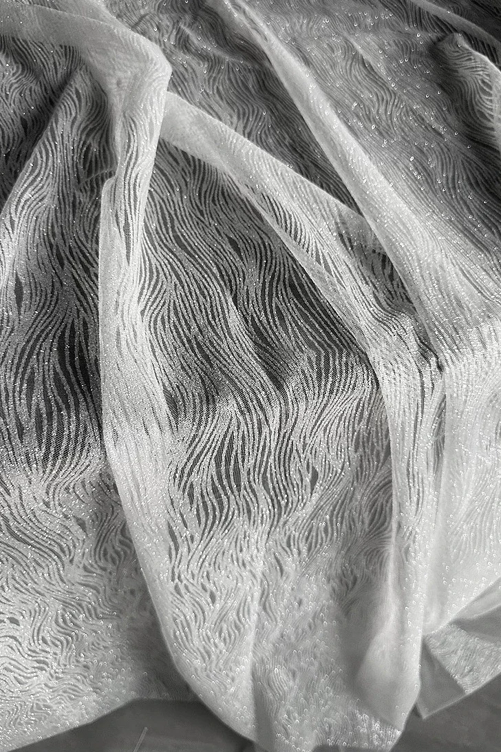 1yard Flowing ripple fine shiny sheet mesh fabric for sewing,wedding dress cheongsam fabric
