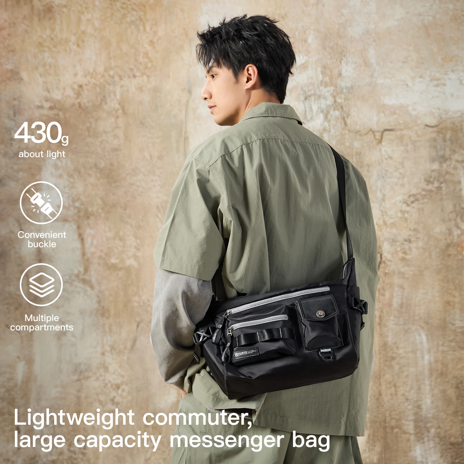 VOLUNTEER Borsa a tracolla a tracolla per donna Borsa a tracolla Oxford moda casual Borsa a tracolla leggera per pendolari maschile 1868-03