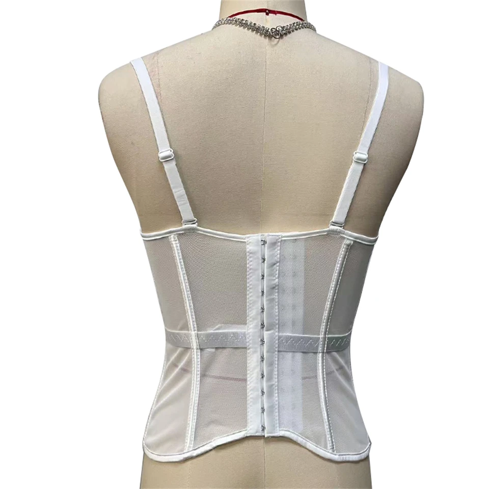 Becirzet Elegantes Formgebendes Sexy Spitzenkorsett Damen-Bustier Taillentrainer Schlankes Crop-Top Körperformer Mehrfarbiger Fischgräten-BH – Detail 23