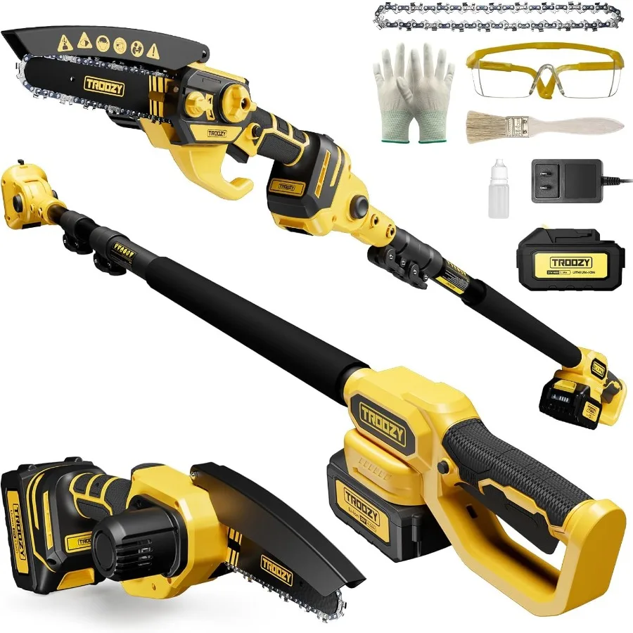 

Аккумуляторная пила 2-в-1, мини-бензопила с 6-дюймовым мощным бесщеточным двигателем для эффективной обрезки на открытом воздухе и резки дерева