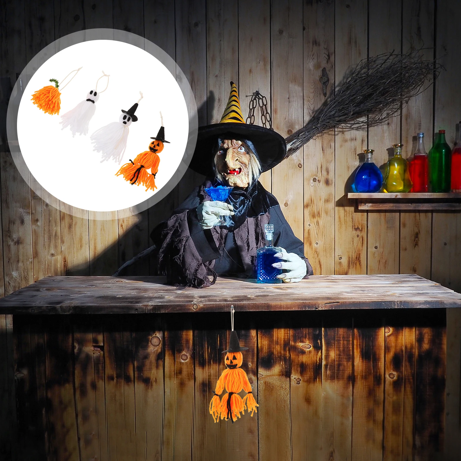 

8 Pcs Hanging Ghost Halloween Decoration Pendant Child Pumpkin Yarn Cute Flying