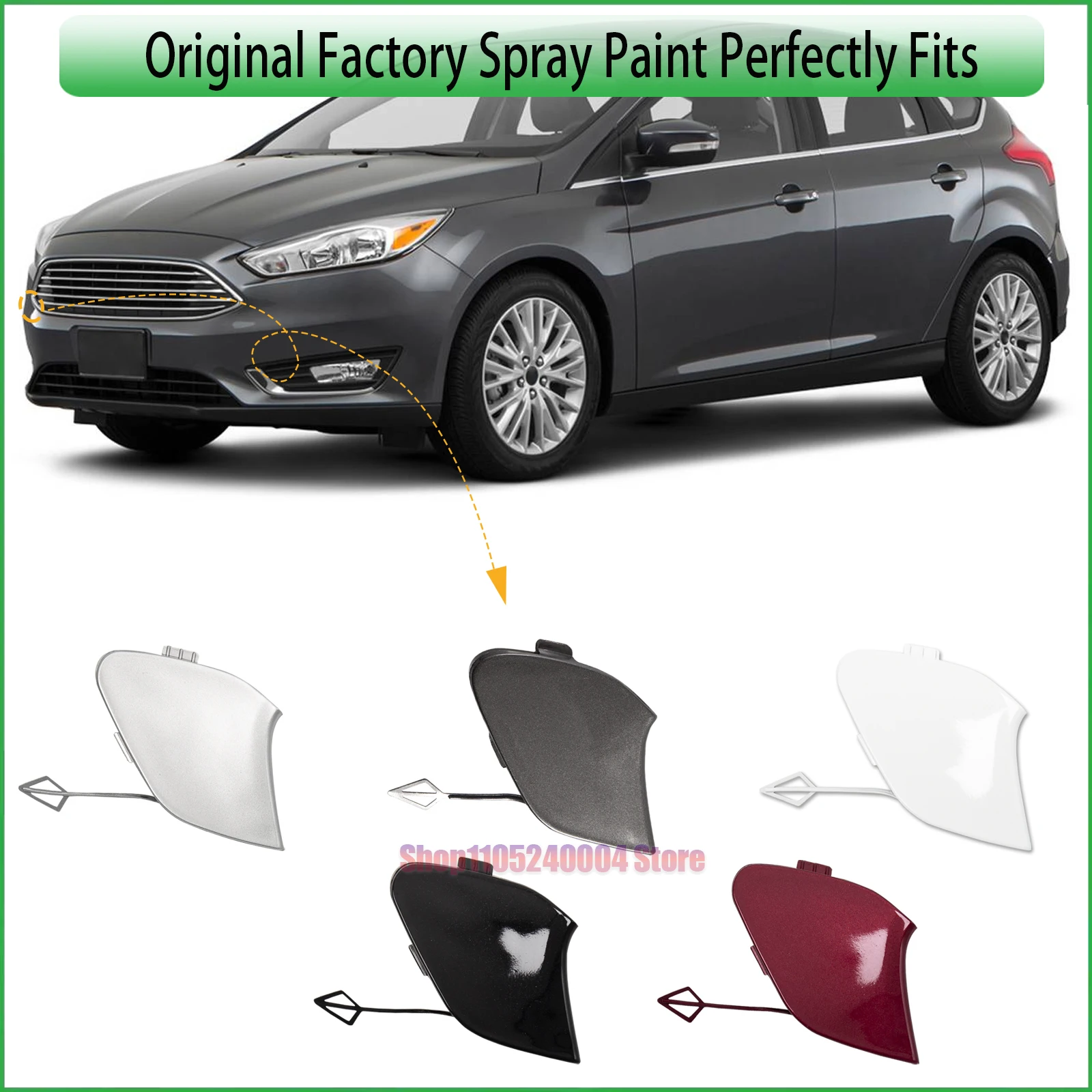 For Ford Focus MK3 2014 2015 2016 2017 2018 Front Tow Hook Eye Cover Genuine Replacement Part F1EB-17A989 F1EB17A989