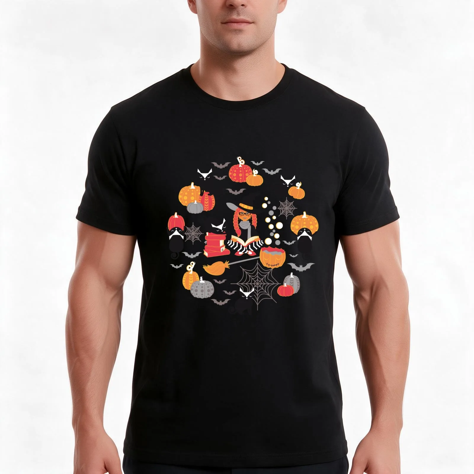 Enchanted Vintage Halloween Spell T-Shirt, Summer Casual Cotton Tee, Oversized Streetwear Tops, Vintage Graphic Print