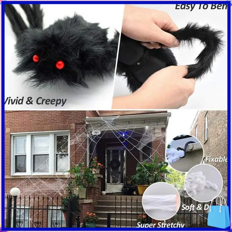 

Customer Favorite Spider Web Halloween Decoration Triangle Yard Decoration Black Spider Halloween Yard Decoration