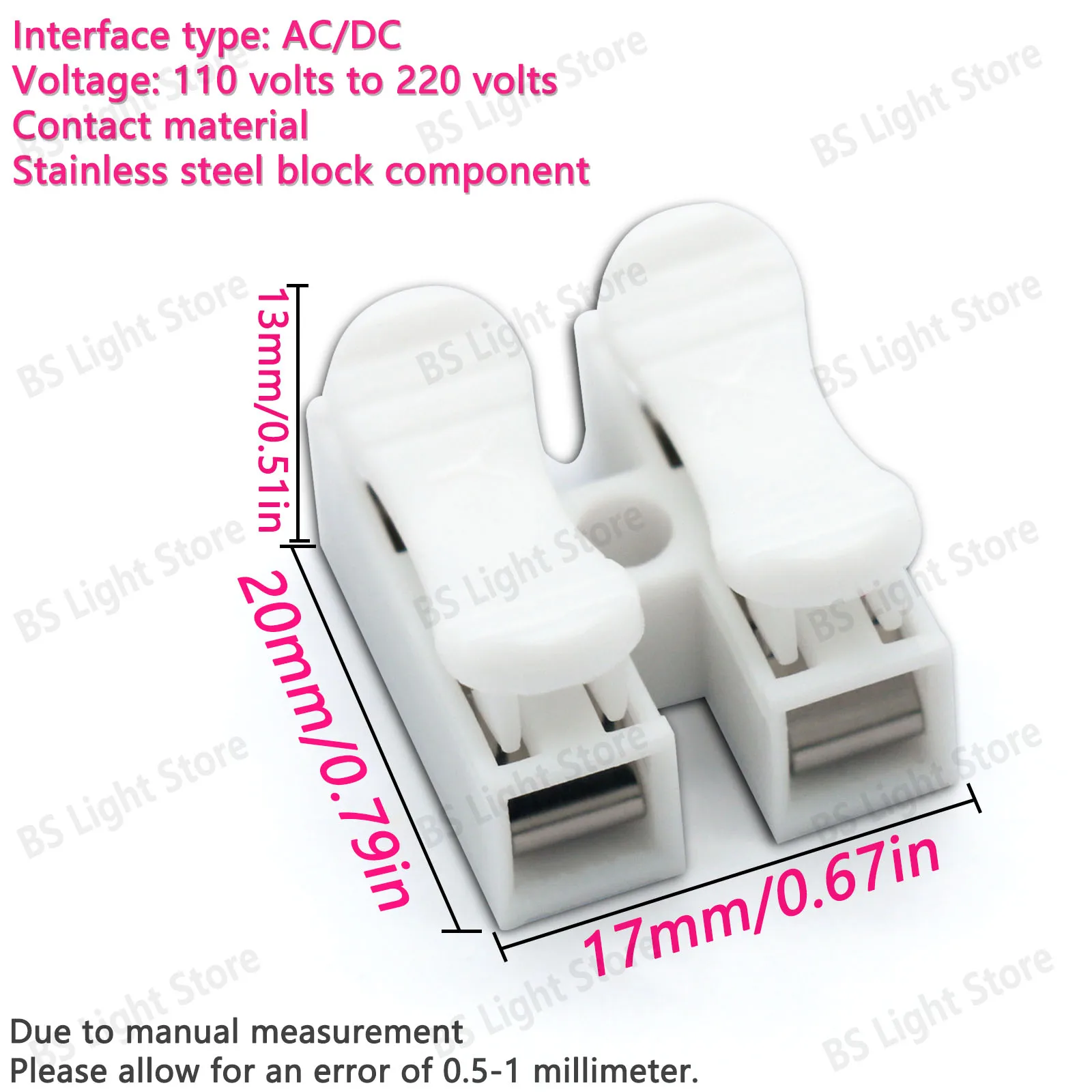 10/20/30pcs No Solding Quick 2P Cable Wire Connector CH2 No Screw Terminal Block Spring Clamp For Easy Safe Splicing Into Wire
