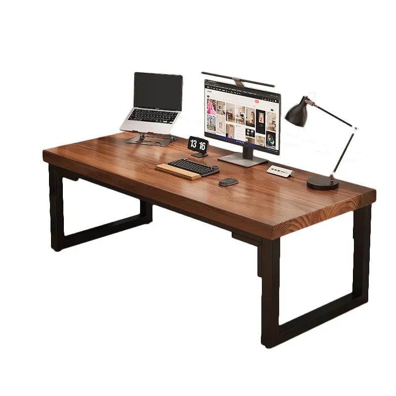 Solid wood computer desktop home student writing desk bedroom simple double e-sports office workbench