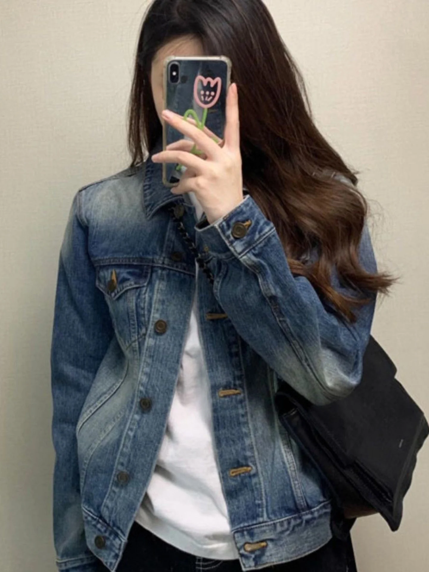 Korean Style Casual Loose Women's Denim Jacket Autumn New Fashion Small Size Popular Loose Top Quality Fashionable Button Pocket