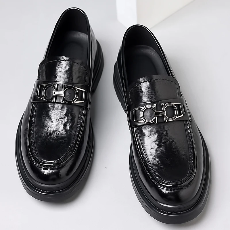 Men's business casual leather shoes round toe formal leather shoes Confucian gentleman leather shoes