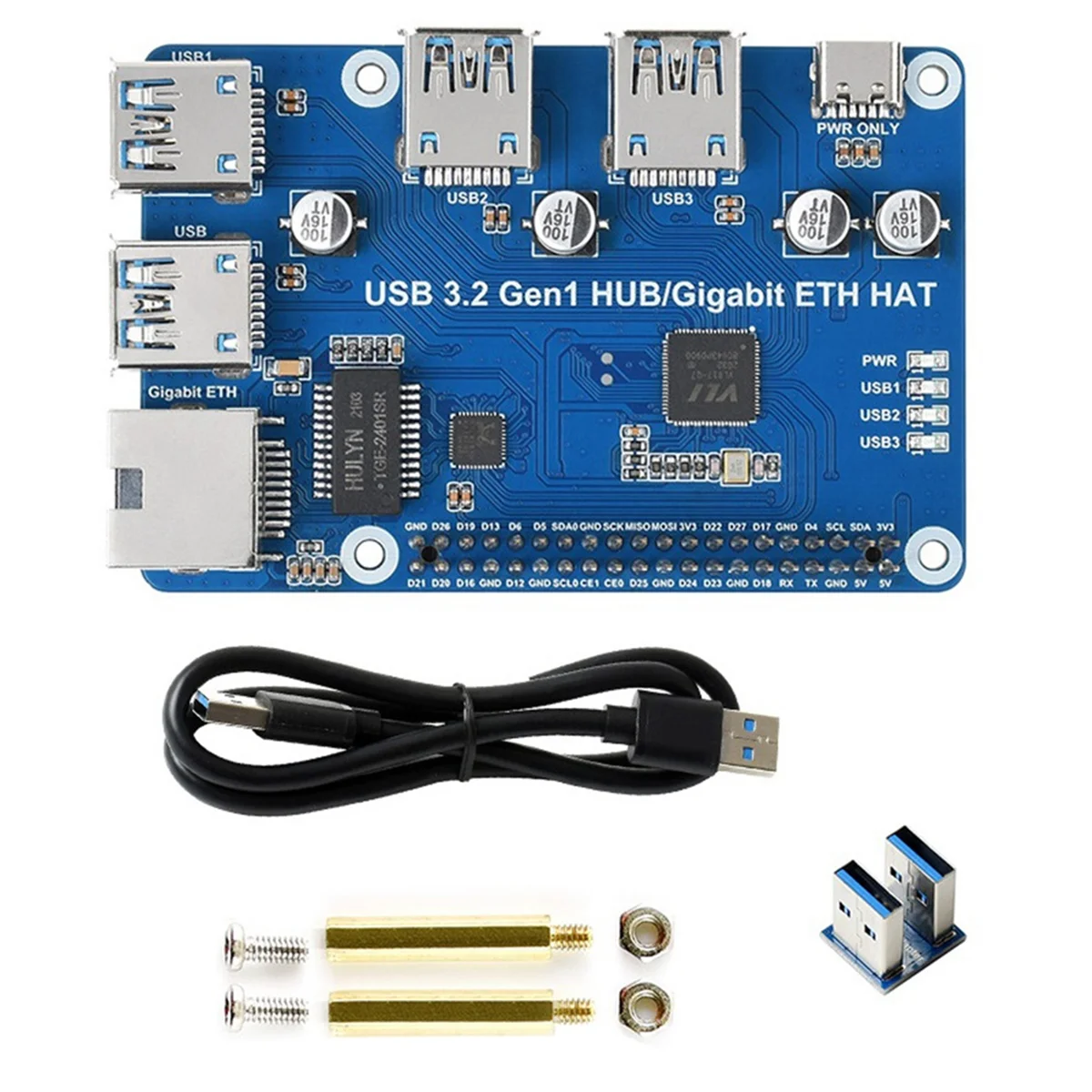 Per scheda di espansione Raspberry Pi USB 3.2 Gen1 e Gigabit Ethernet HUB HAT 3 X USB 1 X Gigabit