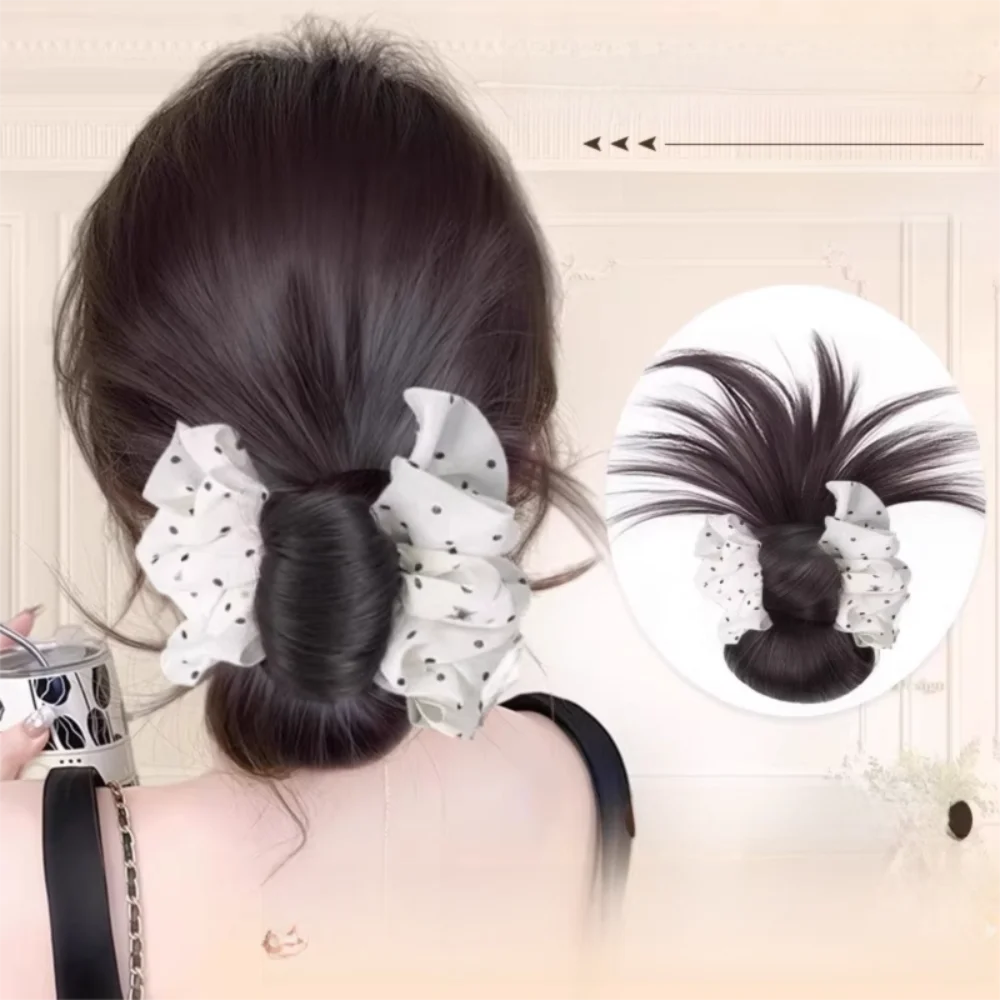 Neuer Synthetischer Haarknoten mit Klammer, Natürlicher Flauschiger Haarknoten mit Netz-Haarteil für Damen