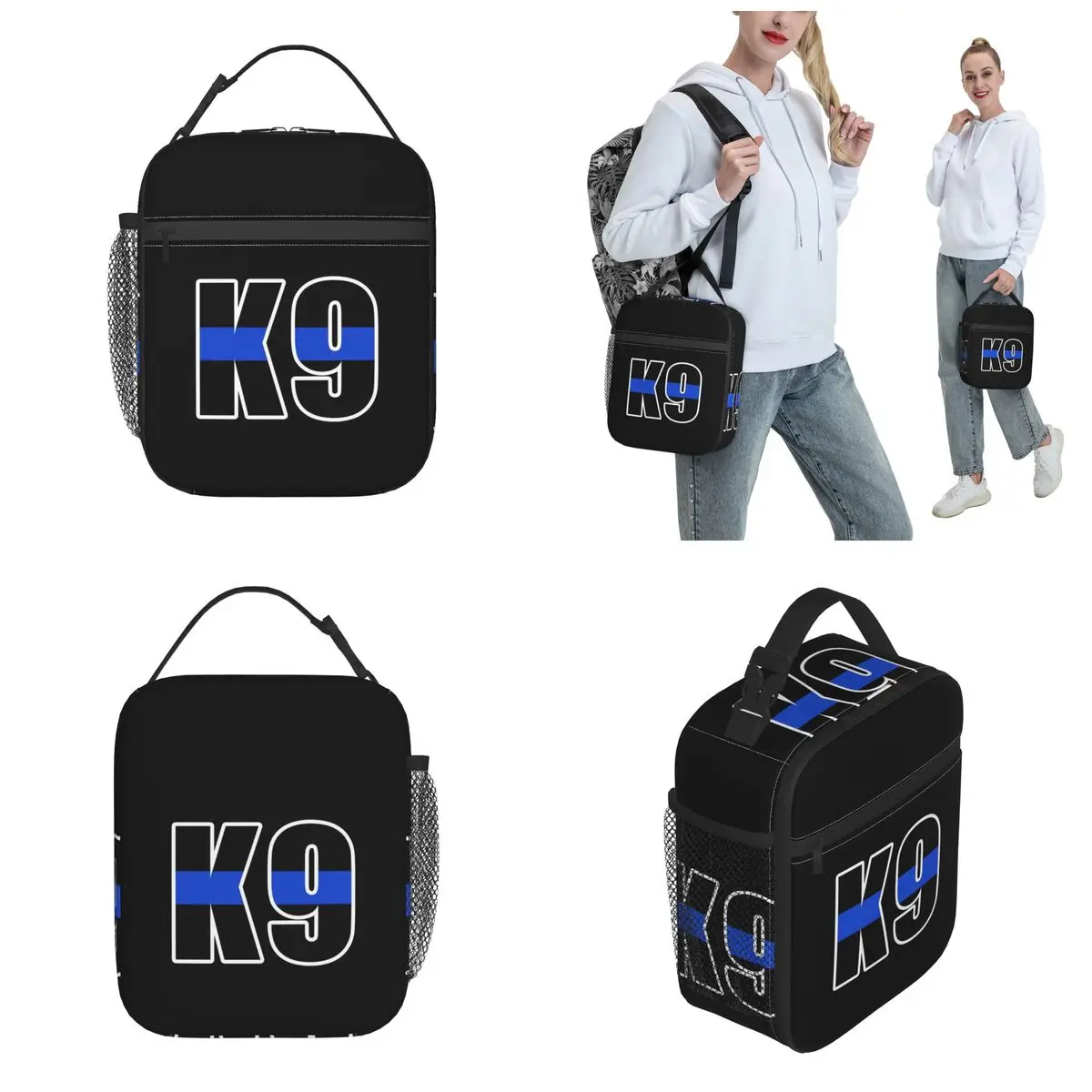 K9 Unit Thin Blue Line Officer Insulated Lunch Bag Thermal Bag Lunch Container High Capacity Tote Lunch Box Girl Boy College