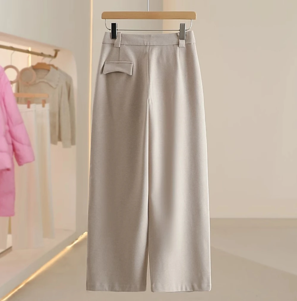 Autumn and Winter Thick commuter style straight wide leg Trousers Women Pants