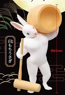 Japanese Bandai Genuine Gacha Scale Model Crush Mochi Muscle Rabbit Potato Rabbit Ornament Funny Animal Model Action Figure Toys