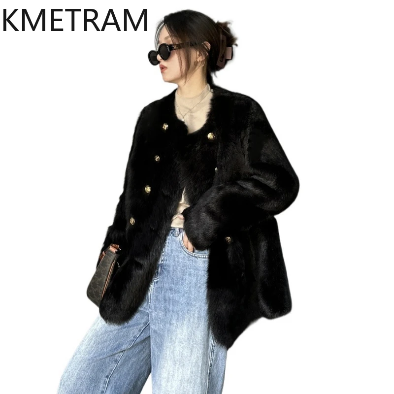 سترة KMETRAM 100% من صوف توسكانا الطبيعي من فرو الغنم 2025 ملابس حفلات شتوية جديدة معطف نسائي قصير من الفرو الحقيقي