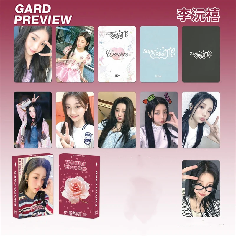 55pcs/set KPOP ILLIT LEE WONHEE Album Small Card WONHEE Laser Lomo CardGirl's GiftCollection CardYUNAH MOKA PostcardPhoto Card