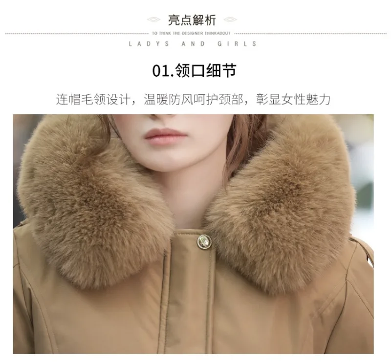 Winter Jacket 2026 New Women Parka Clothes Mid Length Coat Wool Liner Hooded Jacket Fur Collar Thick Warm Snow Wear Padded Parka
