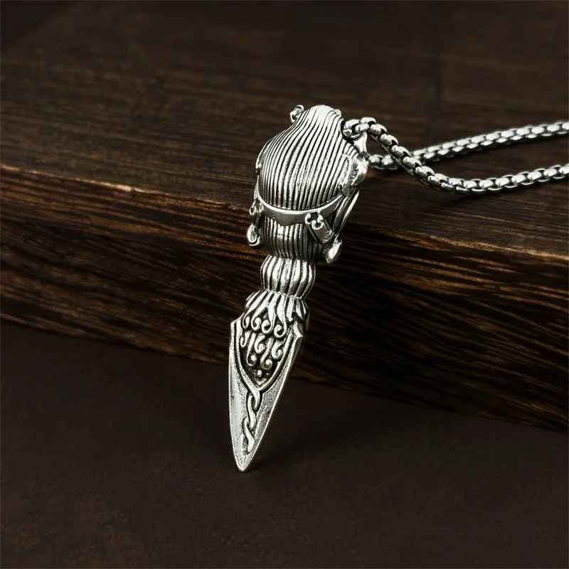 Blessing Mahākāla Buddha Pendant For Men Jewelry Vintage Subduing Demons Vajra Pestle Necklace Male Sweater Chain Accessories