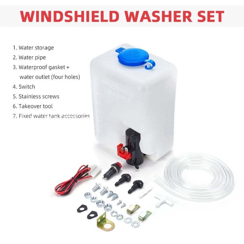 12V Car Windshield Washer Bottle Windshield Washer Reservoir Bottle with Wiring Water Hose Dropship