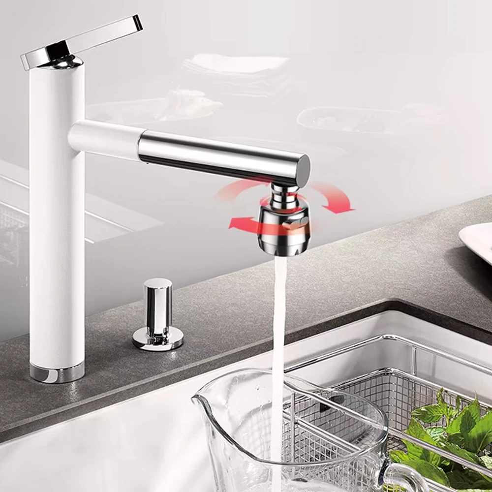 2 Mode Faucet Nozzle Kitchen Filter Adapter Bent Water Saving Tap Aerator Rotatable Swivel Head Bath Faucet Bubbler 360 Diffuser